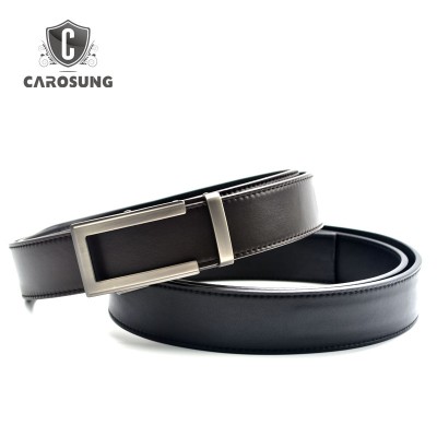 Vegetable Tanned Leather Ratchet Automatic Buckle Adjustable Full Grain Leather Belt Men Without Holes